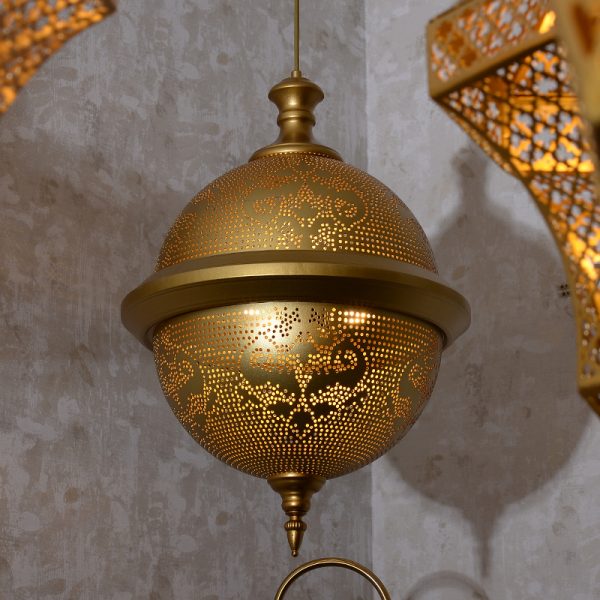 JY2135-Moroccan style hollow art golden chandelier Thai retro restaurant homestay aisle decoration lamps