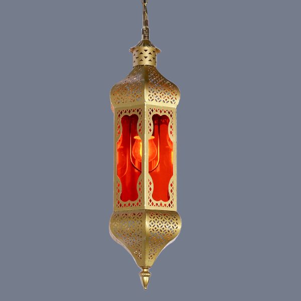 JY2125-Arabian style Gold antique brass lighting fixture handmade hotel restaurant aisle moroccan pendant light