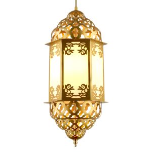 JY2129-Thai Style Brass color restaurant hanging ceiling light villa iron metal chandelier Arab decor pendant lamp