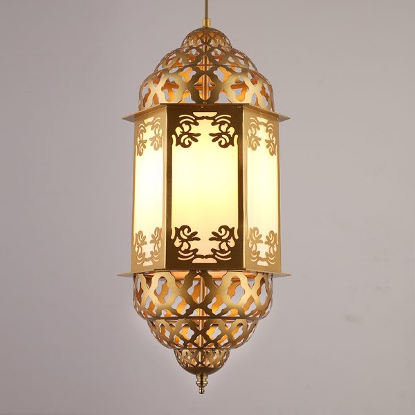 JY2129-Thai Style Brass color restaurant hanging ceiling light villa iron metal chandelier Arab decor pendant lamp