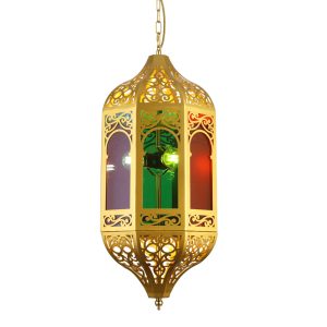 JY2130-Zhongshan Factory Lighting Arab Moroccan Muslim Style Mosque Traditional Gold Restaurant Pendant Lamp