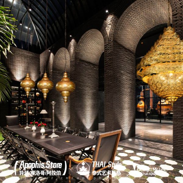 JY2122-Arabian style corridor Gold Lamp Staircase hollowed-out carved art Pendant Light