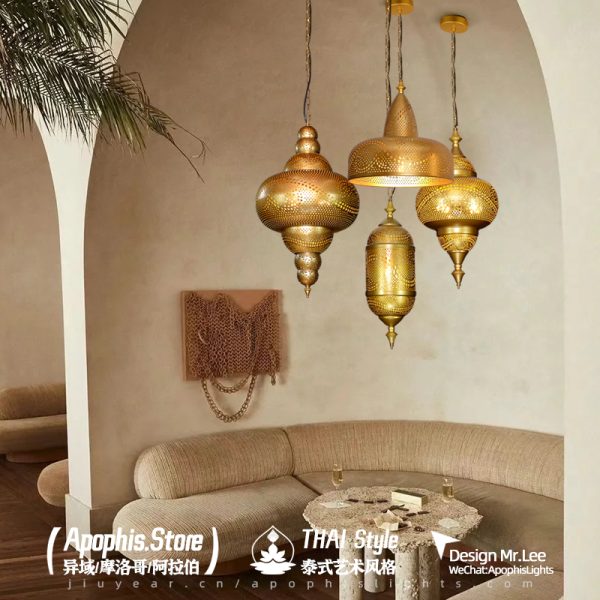 JY2152-Southeast Asian style light Morocco Indoor Homestay Restaurant Project Gold Pendant Lamp
