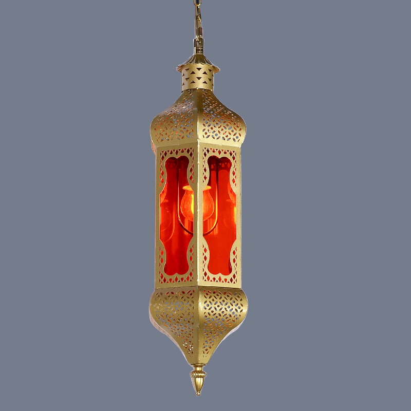 JY2125-Arabian style Gold antique brass lighting fixture handmade hotel restaurant aisle moroccan pendant light
