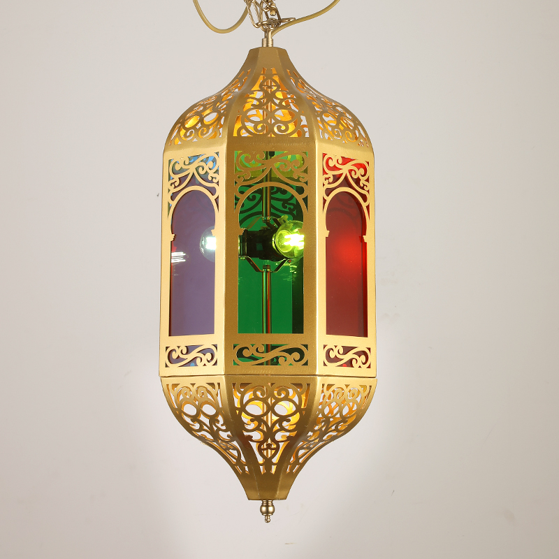 JY2130-Zhongshan Factory Lighting Arab Moroccan Muslim Style Mosque Traditional Gold Restaurant Pendant Lamp