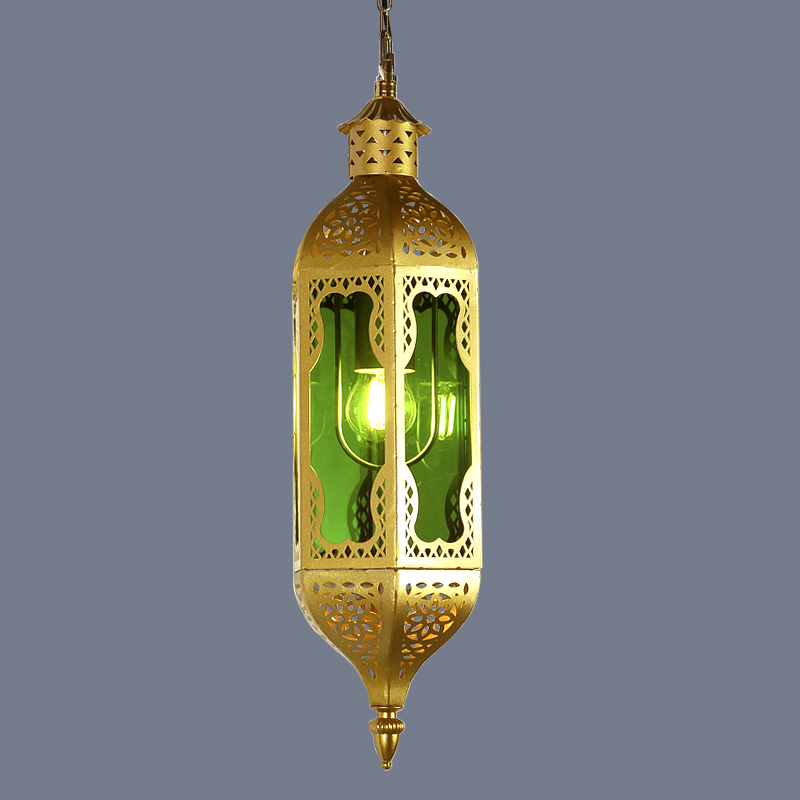 JY2125-Arabian style Gold antique brass lighting fixture handmade hotel restaurant aisle moroccan pendant light